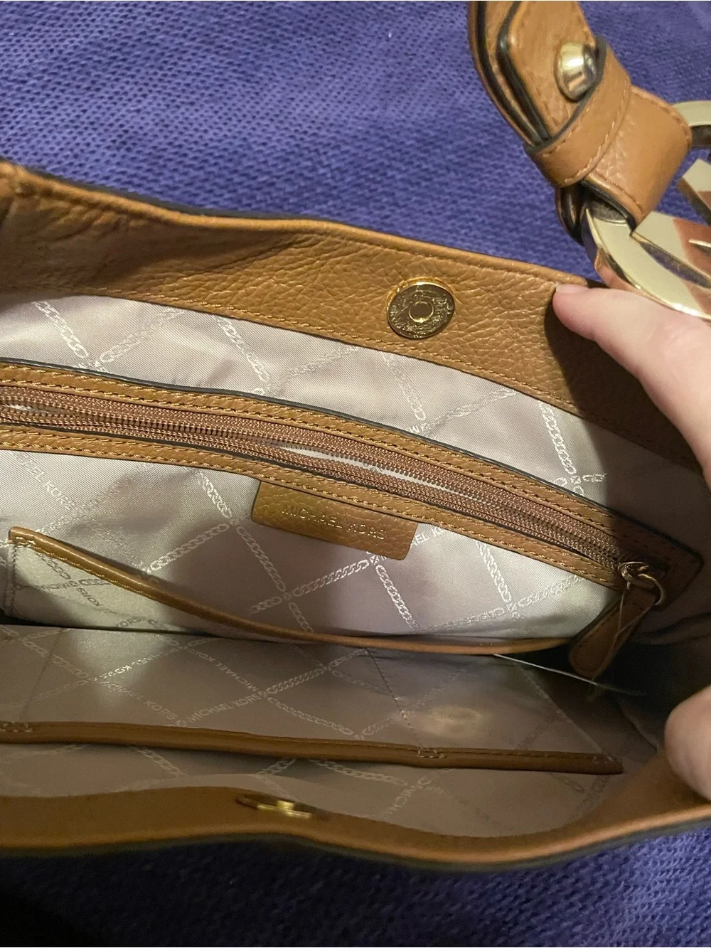 Michael Kors Brown & Orange Leather-Trim Hobo